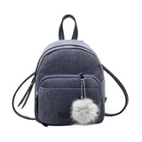 Girl Mini Backpack Women Pompom Ball Corduroy Small Backpack