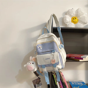 Girl Nylon Backpack Students Large Capacity Schoolbag Multifunction