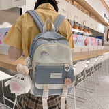 Girl Nylon Backpack Students Large Capacity Schoolbag Multifunction