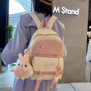 Girl Nylon Backpack Students Large Capacity Schoolbag Multifunction