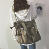 One-shoulder Bucket Bag Large-capacity Canvas Hip-hop Style Messenger Bag
