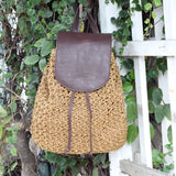 Girl's Woven Straw Backpack for Travel and Holidays