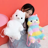 Girl Rainbow Alpaca Plush Doll Toy Backpack Women Cartoon Shoulder Bag