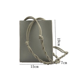 Girl Small Square Shoulder Bag Leather Weaving Belt Crossbody Bag