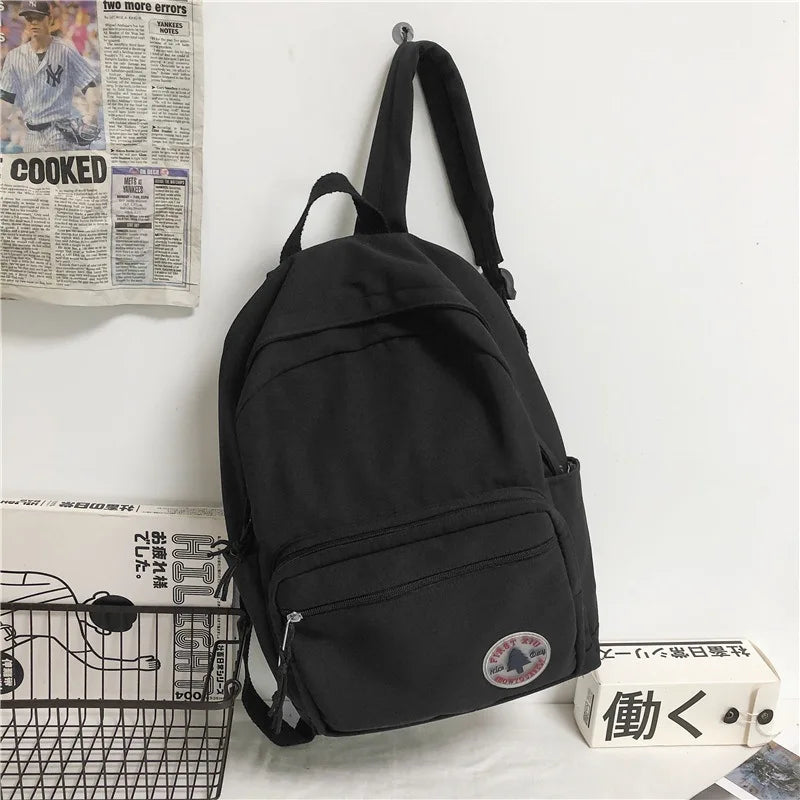 Girl Solid School Bag College Student Women Backpack Travel