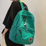 Green Female Backpack College Student Laptop Bag