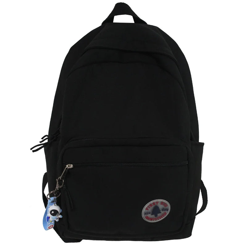 Green Female Bag Solid School College Student Laptop Backpack