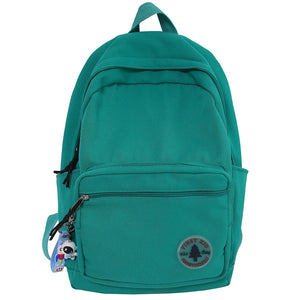 Green Women Backpack College Student Laptop Bag Travel Lady Solid School