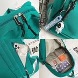 Green Female Backpack College Student Laptop Bag
