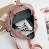 Corduroy Small Backpack Girl Travel Women Shoulder Bag