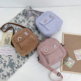 Corduroy Small Backpack Girl Travel Women Shoulder Bag