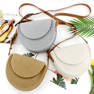 Compact Casual Shoulder Straw Bag Woven Handbag