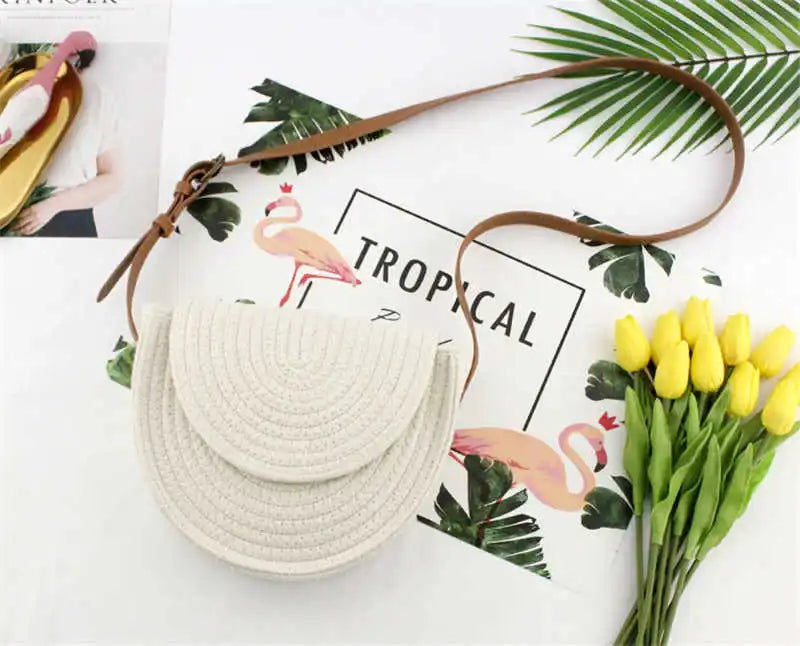 Compact Casual Shoulder Straw Bag Woven Handbag