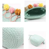 Girl's Floral Rattan Crossbody Bag Mini Shoulder Bag