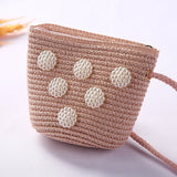Girl's Floral Rattan Crossbody Bag Mini Shoulder Bag