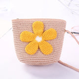 Girl's Floral Rattan Crossbody Bag Mini Shoulder Bag