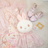 Girl's Plush Rabbit Bag Lolita Party Round Bunny Head Crossbody Bag