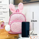 Girls Backpack Sequin Children Bag Kids Rabbit Ears Small Backpack