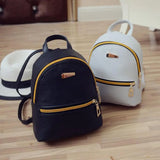 Waterproof Faux Leather Girls Backpack Solid Adjustable Shoulder Straps
