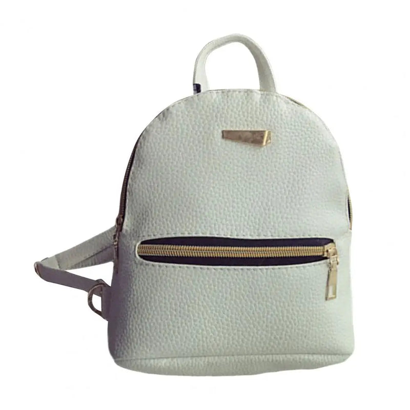 Waterproof Faux Leather Girls Backpack Solid Adjustable Shoulder Straps