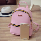 Waterproof Faux Leather Girls Backpack Solid Adjustable Shoulder Straps