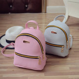 Waterproof Faux Leather Girls Backpack Solid Adjustable Shoulder Straps