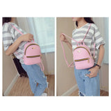 Waterproof Faux Leather Girls Backpack Solid Adjustable Shoulder Straps