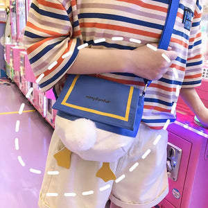 Women's Canvas Bucket Bag Nylon Shoulder Crossbody Lady Zipper Sweet Duck's Ass