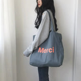 Canvas Tote Bag Letter Casual Shoulder Bag