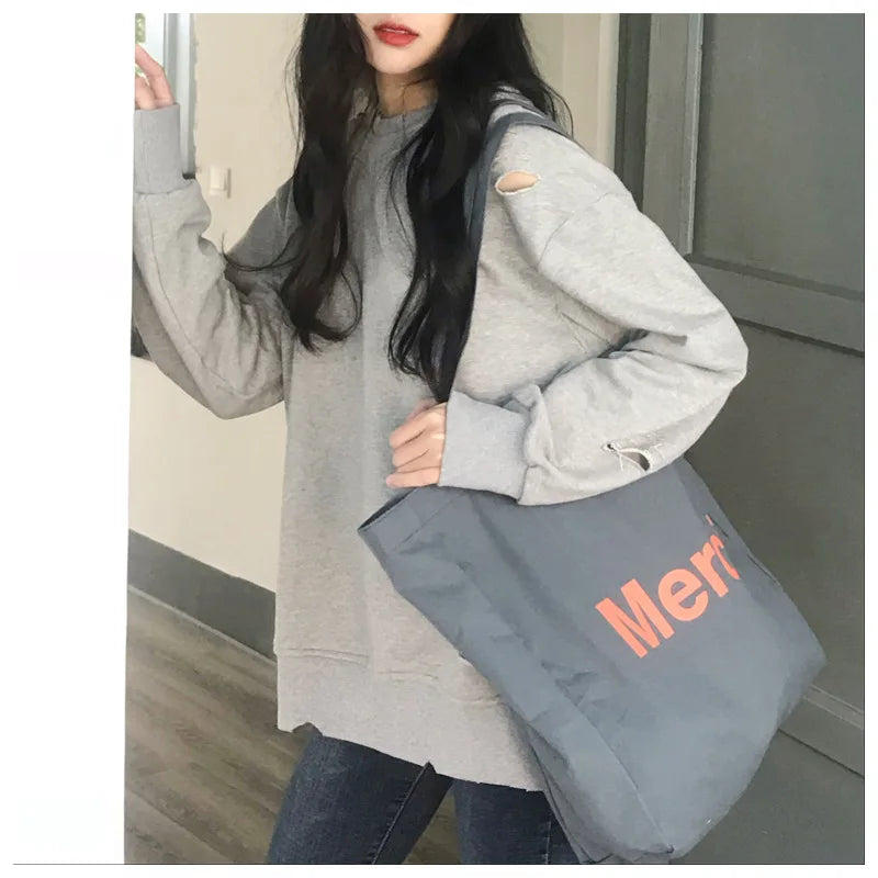 Canvas Tote Bag Letter Casual Shoulder Bag