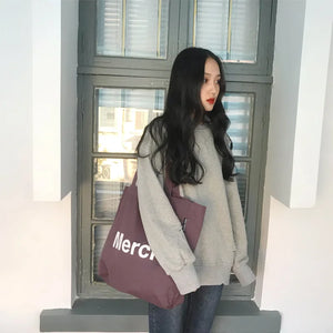 Canvas Tote Bag Letter Casual Shoulder Bag