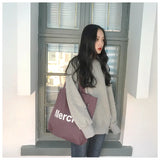 Canvas Tote Bag Letter Casual Shoulder Bag