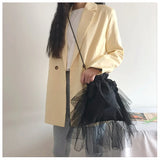 Square Canvas Lace Lady Shoulder Bag Crossbody Style Dark
