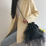 Square Canvas Lace Lady Shoulder Bag Crossbody Style Dark