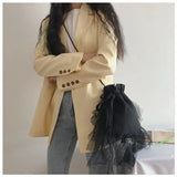 Square Canvas Lace Lady Shoulder Bag Crossbody Style Dark
