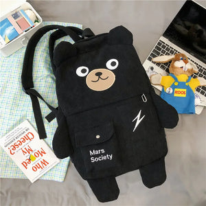 Corduroy Shoulder Bags High School Student Backpack