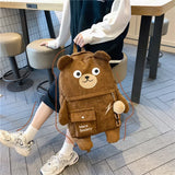 Corduroy Shoulder Bags High School Student Backpack