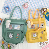 Girls College Student Backpack Canvas Shoulder Bag Lady Tote