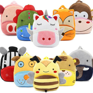 Girls Boys 3D Cartoon Plush School Backpack Unicorn Kindergarten Animal Toys Bag