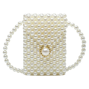 Mini Messenger Bag Women's Casual Pearl Lipstick Purse Shoulder Bags