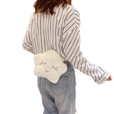 Girls Cartoon Crossbody Bag Plush Shoulder Purse with Metal Chain Strap