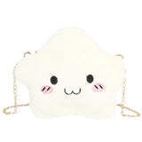 Girls Cartoon Crossbody Bag Plush Shoulder Purse with Metal Chain Strap