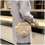 Girls Cartoon Plush Shoulder Bag And Cat Claw Chain Hit Shoulder Bag
