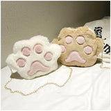 Girls Cartoon Plush Shoulder Bag And Cat Claw Chain Hit Shoulder Bag