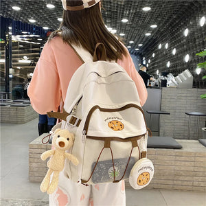 Girls Cartoon Schoolbag Women's Backpack Waterproof School Bag Preppy Style Bag