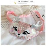 Girls Cartoon Sequins Waist Bag Waterproof PVC Small Deer Belt Crossbody