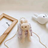 Girls Woolen Bunny Chain Shoulder Bag Messenger Bag