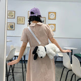 Dog Shaped Crossbody Bag Plush Animal Shoulder Purse Cute Messenger for Girls