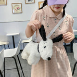 Dog Shaped Crossbody Bag Plush Animal Shoulder Purse Cute Messenger for Girls