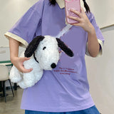 Dog Shaped Crossbody Bag Plush Animal Shoulder Purse Cute Messenger for Girls